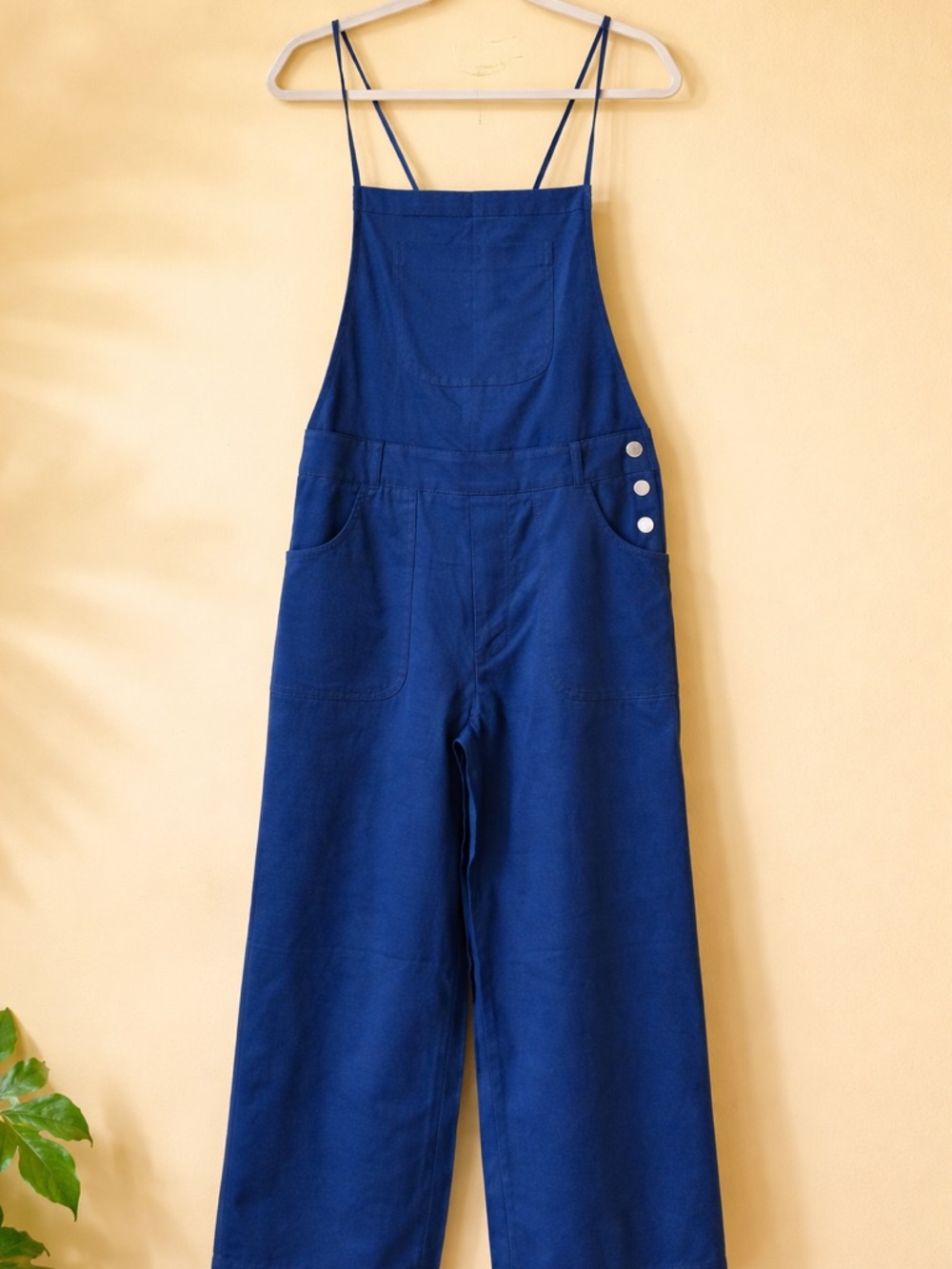 Zenana Royal Blue Cropped Overalls Wide Leg Strappy Back Size Small